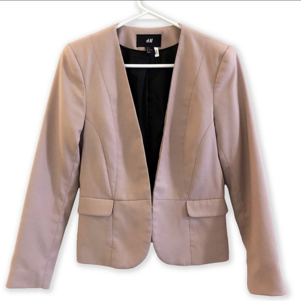 H&M Women's No Collar Taupe Pink Blazer